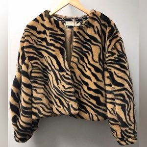 NWOT Jayley Luxe Faux Fur Jacket UK Animal Print Tiger Buttery Soft One Size